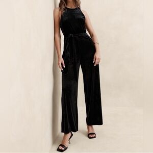 Banana Republic Black Velvet Jumpsuit with Halter Neck